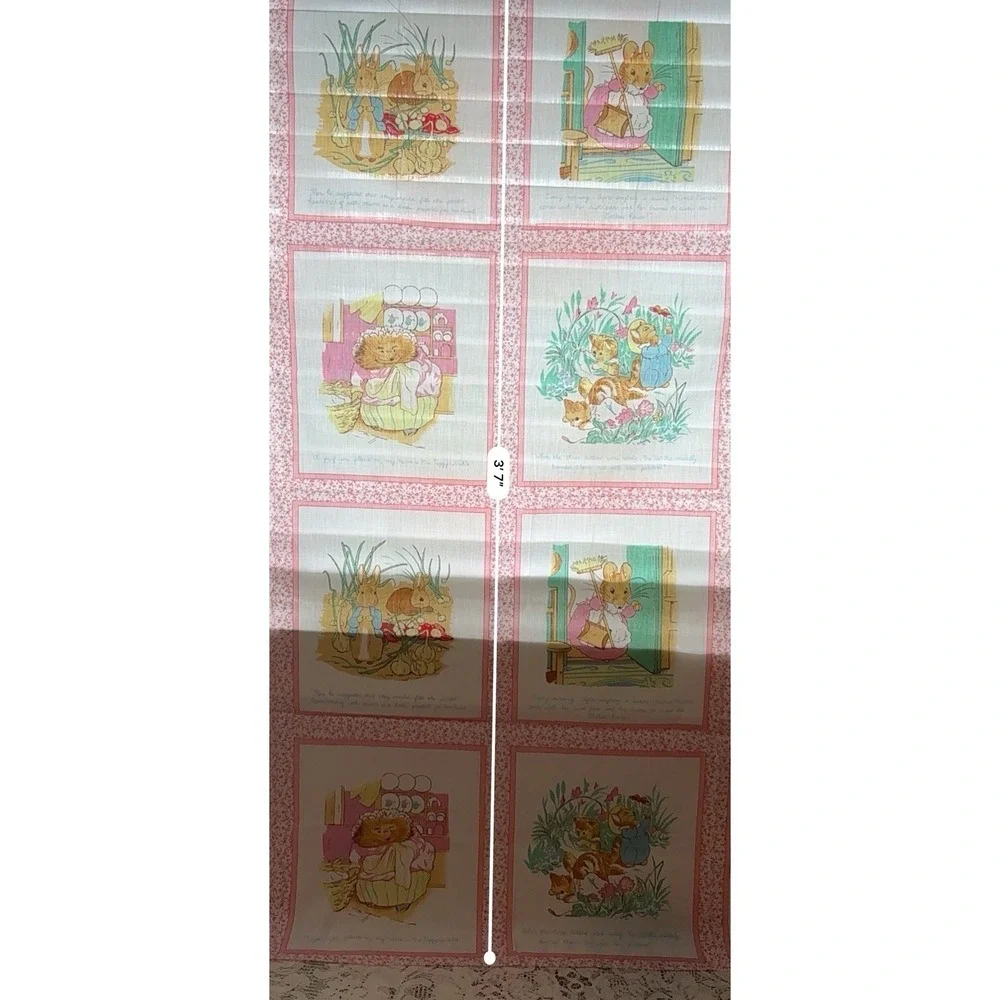 Vintage Beatrix Potter Cotton Fabric Panel Peter Rabbit Quilt